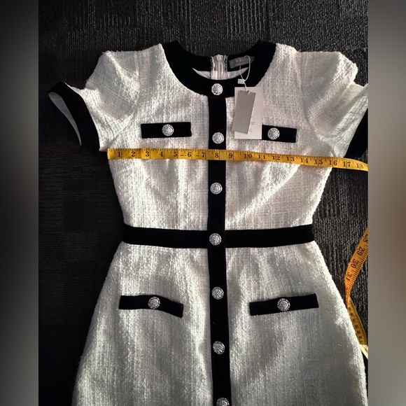 VY’S CLOSET, Dress White Black, Tweed Blazer Buttons Mini Women’s Size M NWT - Picture 13 of 15
